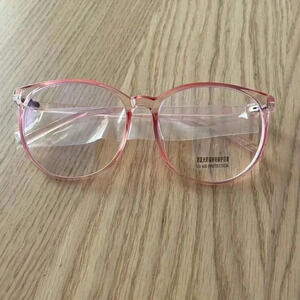 🆕 Pink Anti-Blu-ray Big Round Frame Glasses🆕
